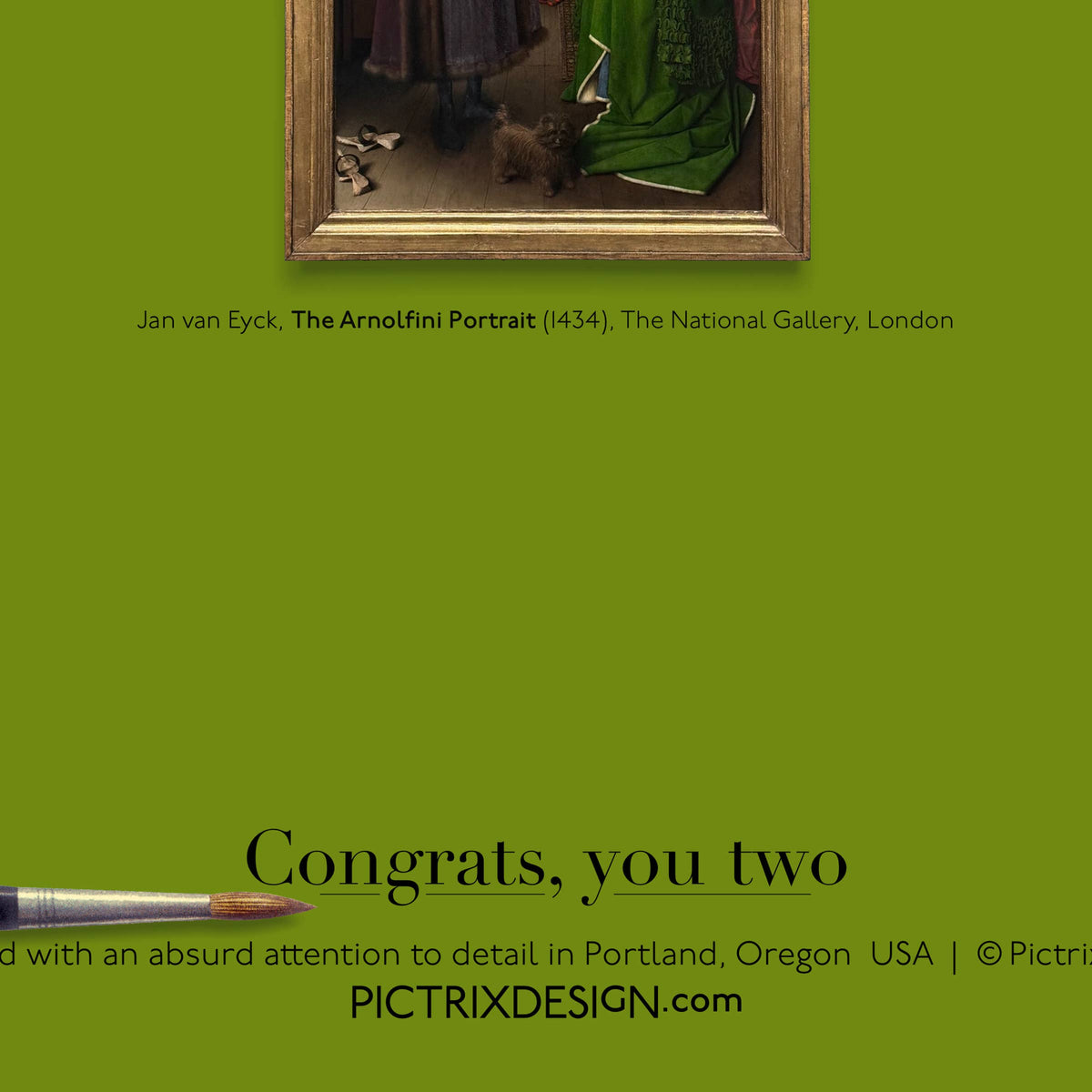 "Congrats, you two" (van Eyck) A6 wedding card: Recycled Kraft envelopes