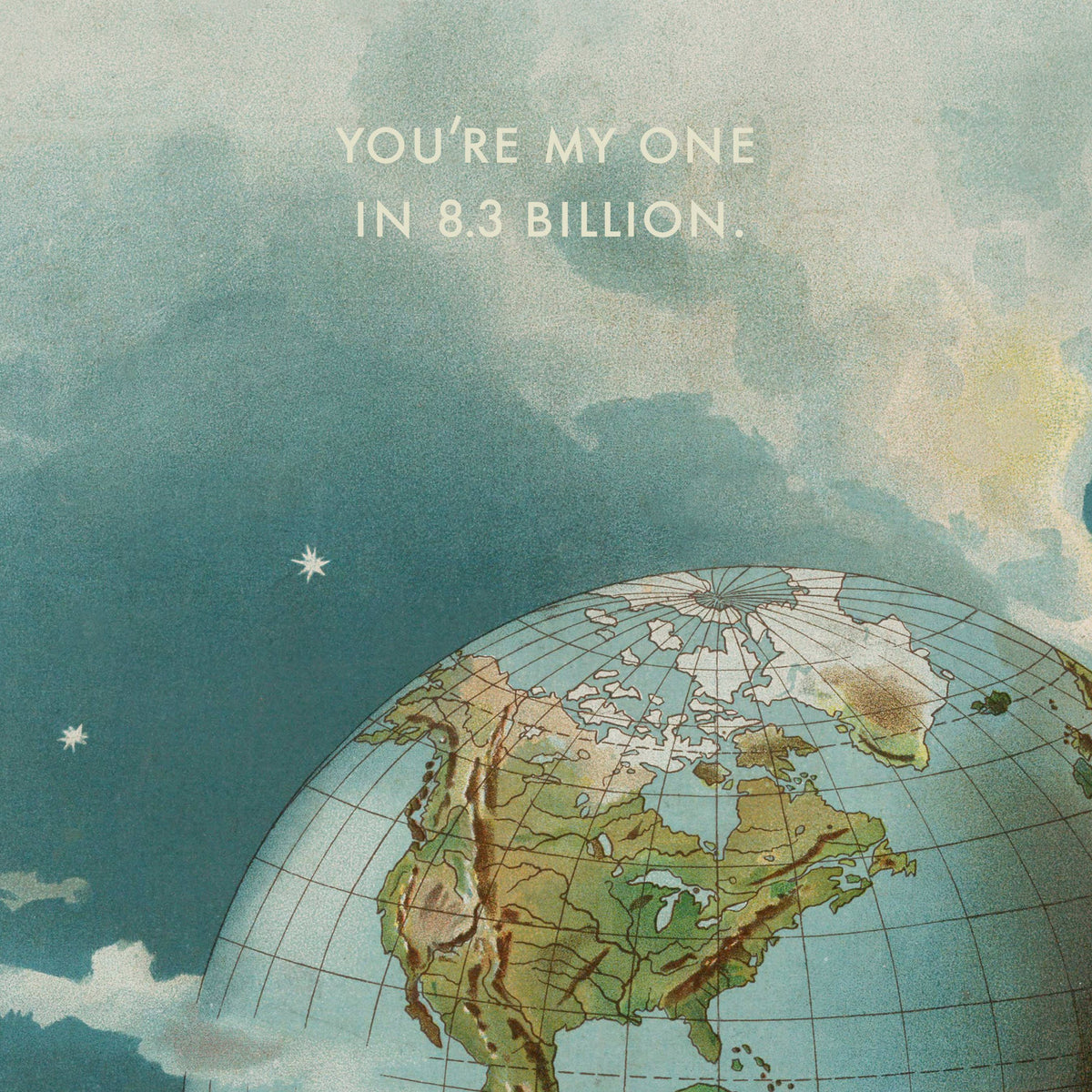 "One in 8.3 billion” A6 love greeting card: Recycled Kraft envelopes