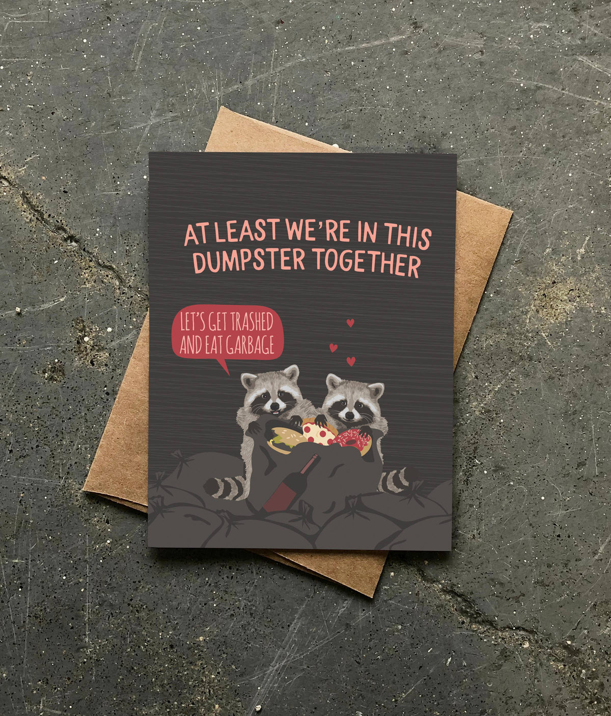 Dumpster Together Raccoons Card