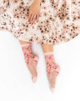 Cherry Blossom Sheer Crew Socks