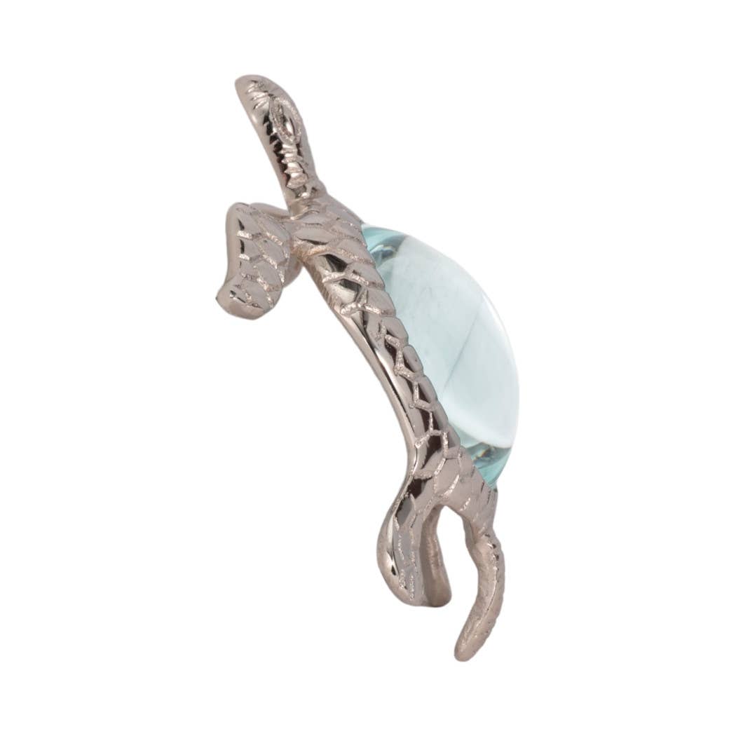 Metal Sea Turtle Magnifying Glass Sculpture