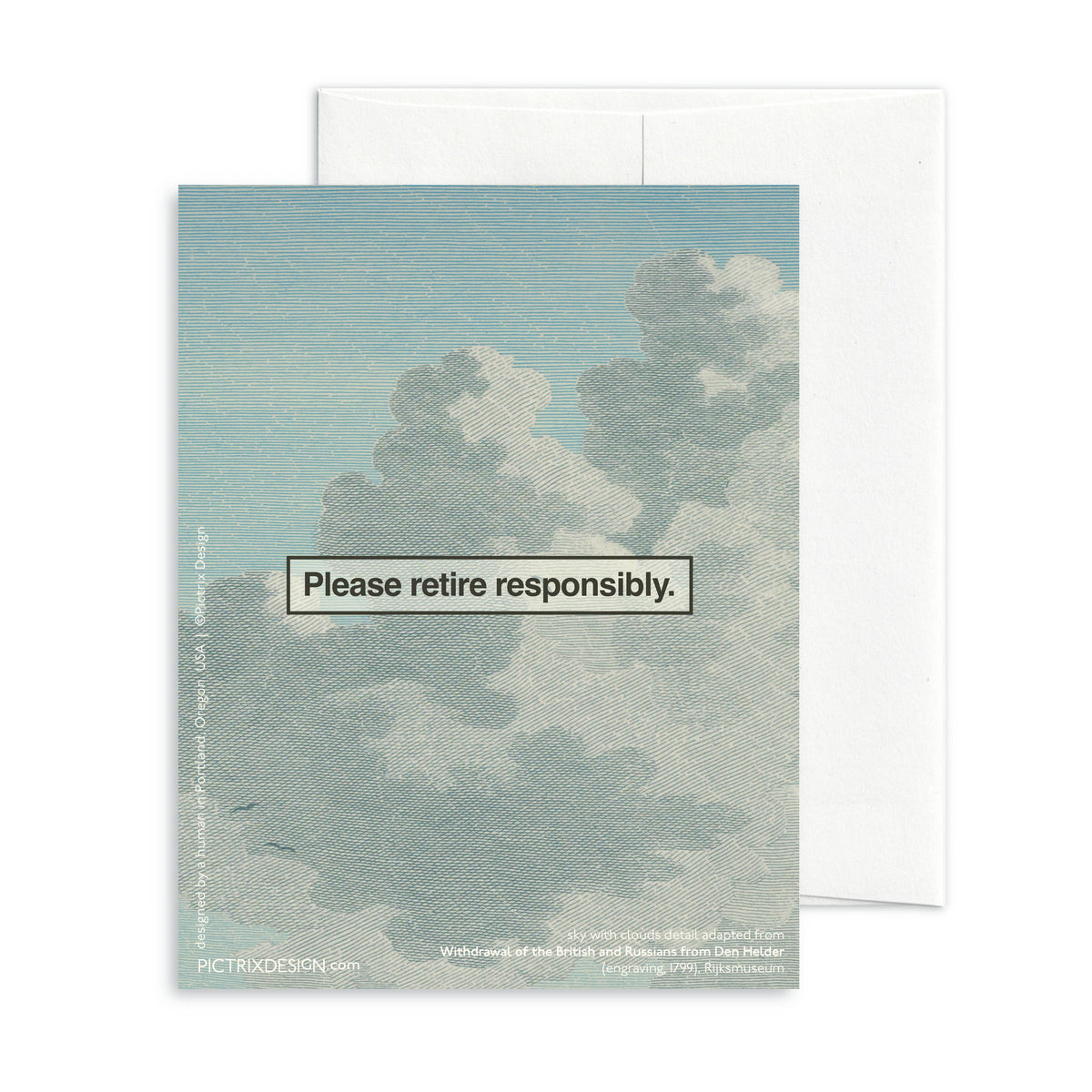 "Please retire responsibly" A2 card: Recycled Kraft