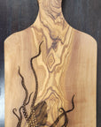 Olive Wood Serving Board Bread Cheese Board + Octopus 6"x12"
