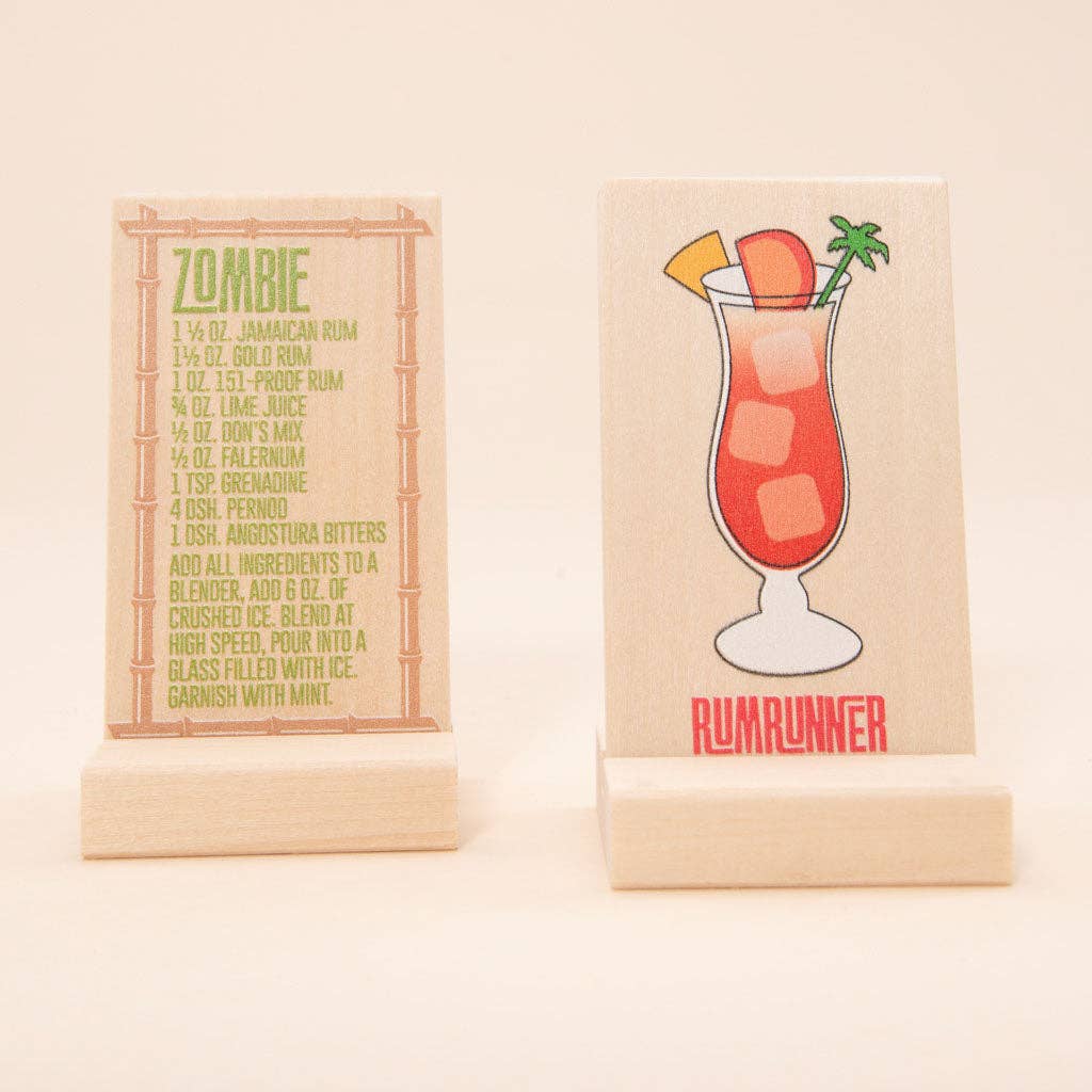 Wooden Tiki Drink Cards