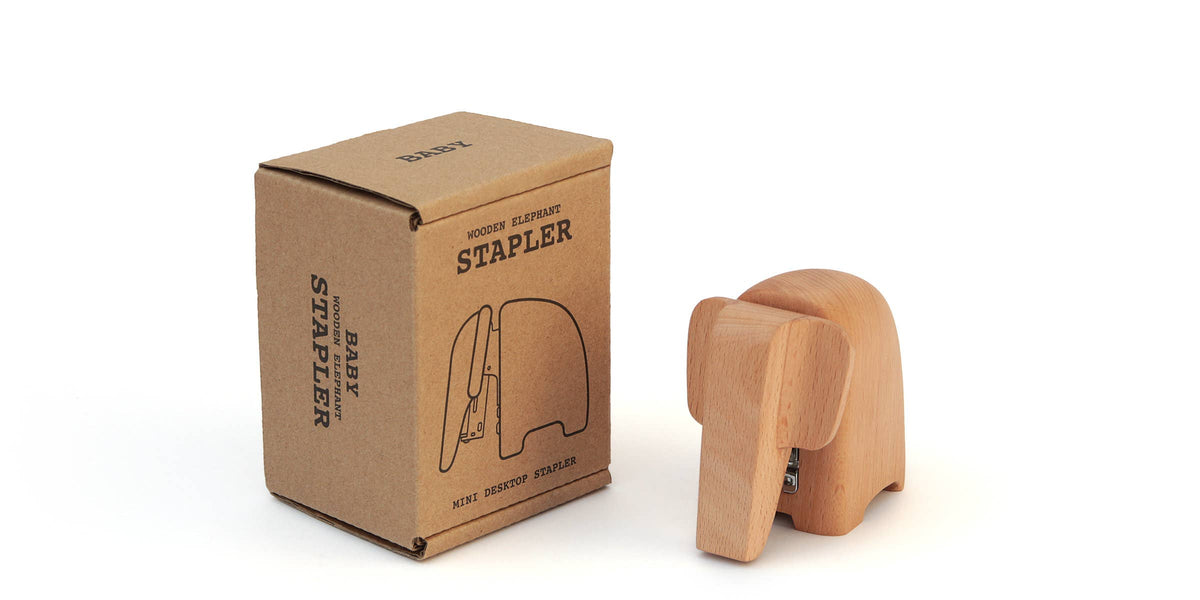Wooden Elephant Stapler Small - Sculptural and useful: Baby (Small)