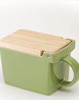 Bee House Ceramic Salt Box With Wooden Lid