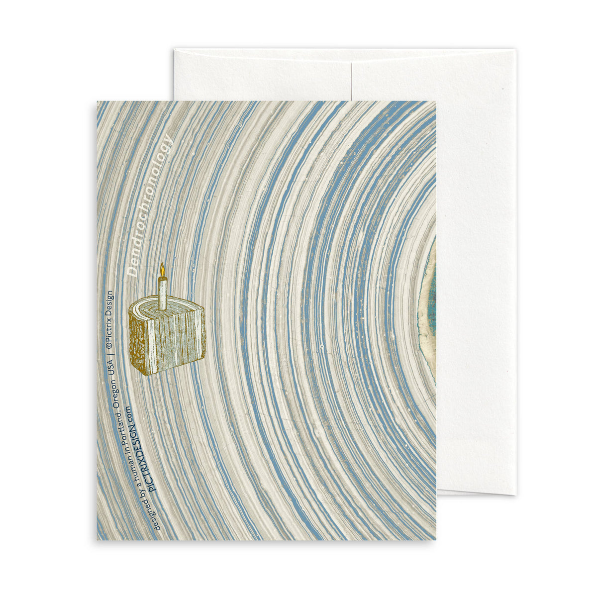 "Dendrochronology" A2 birthday card (man): Recycled Kraft