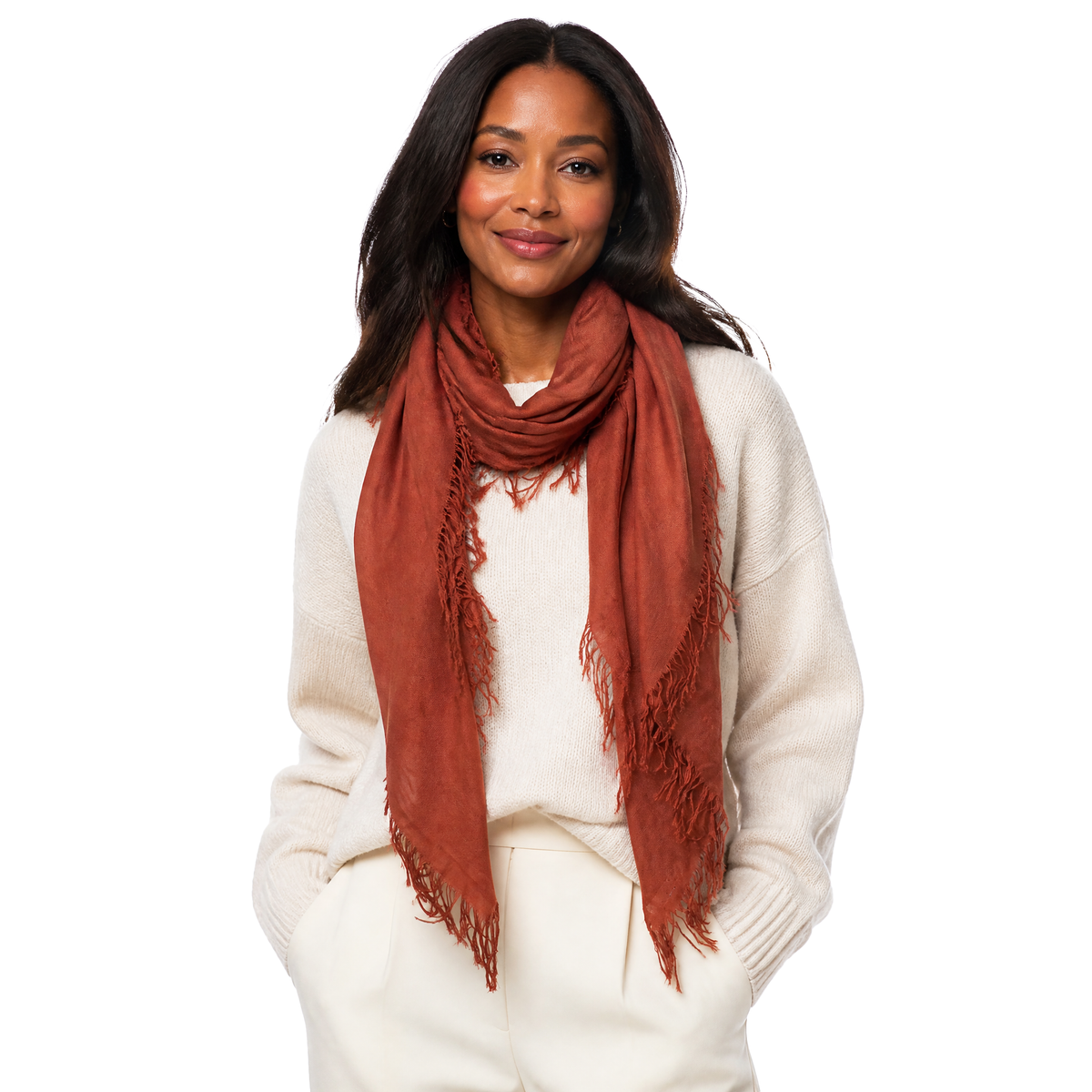 Cashmere Blend Solid Scarf: Deep Rose
