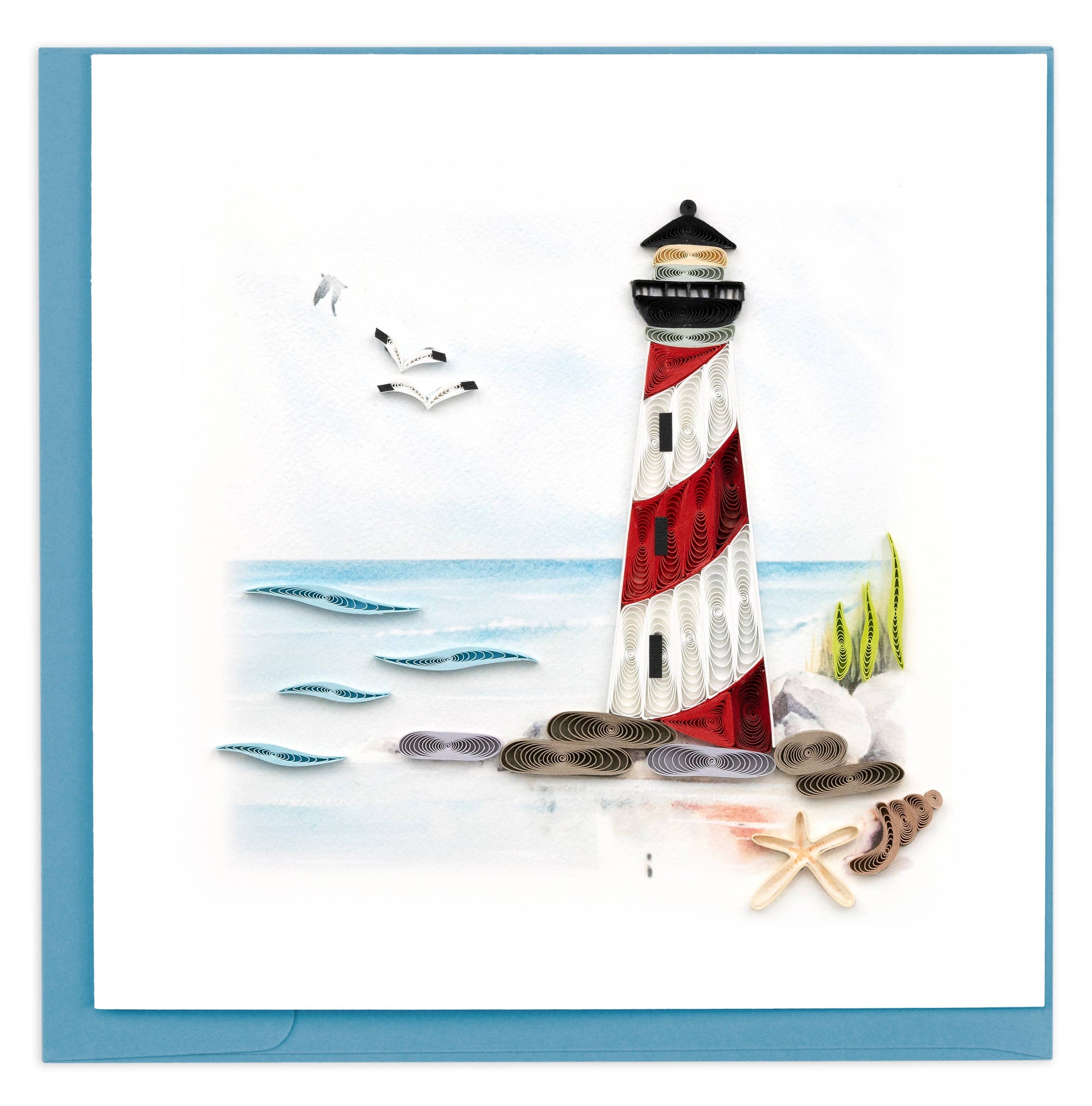 Red &amp; White Lighthouse Greeting Card