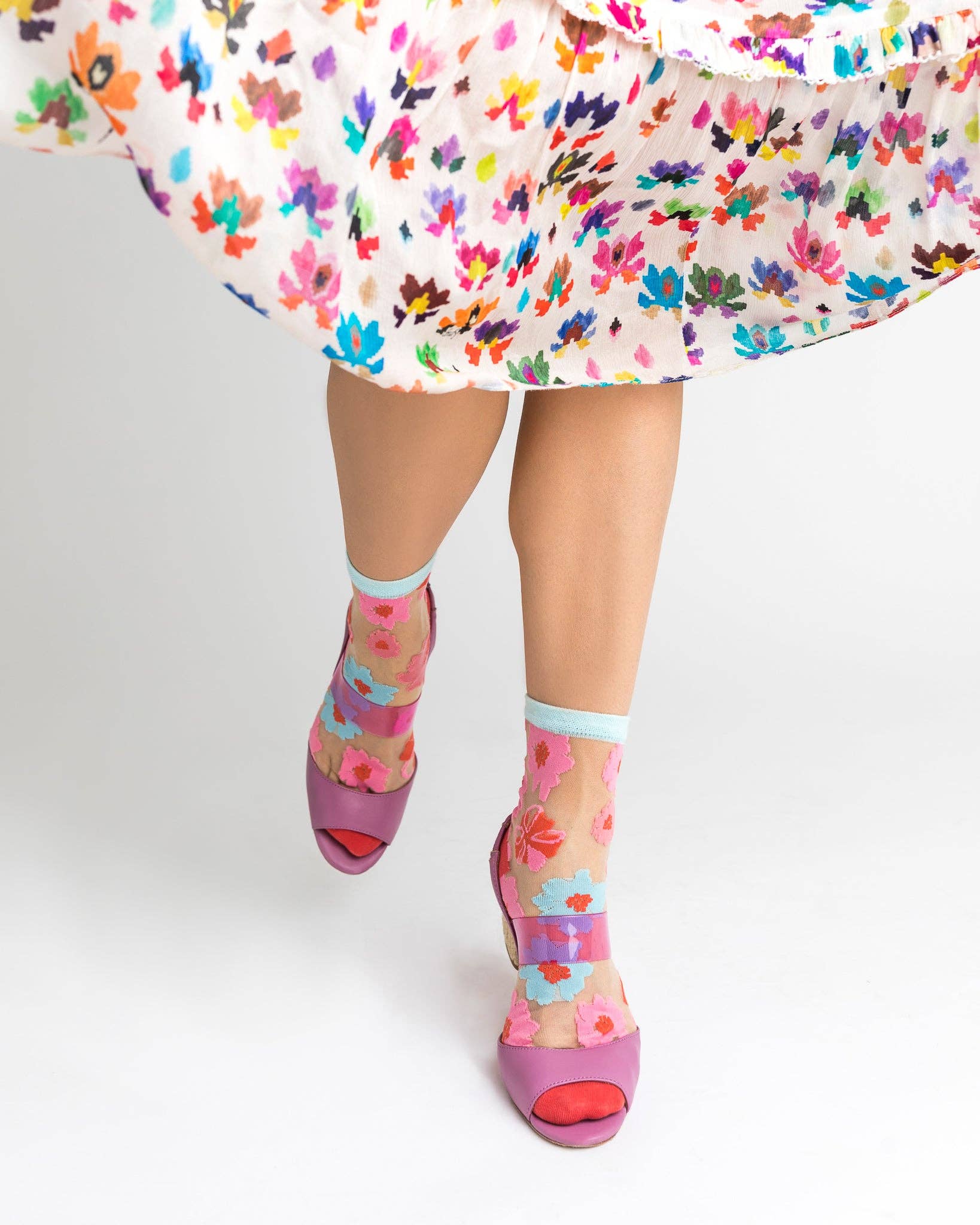 Ribbon Rose Sheer Ankle Socks