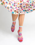 Ribbon Rose Sheer Ankle Socks