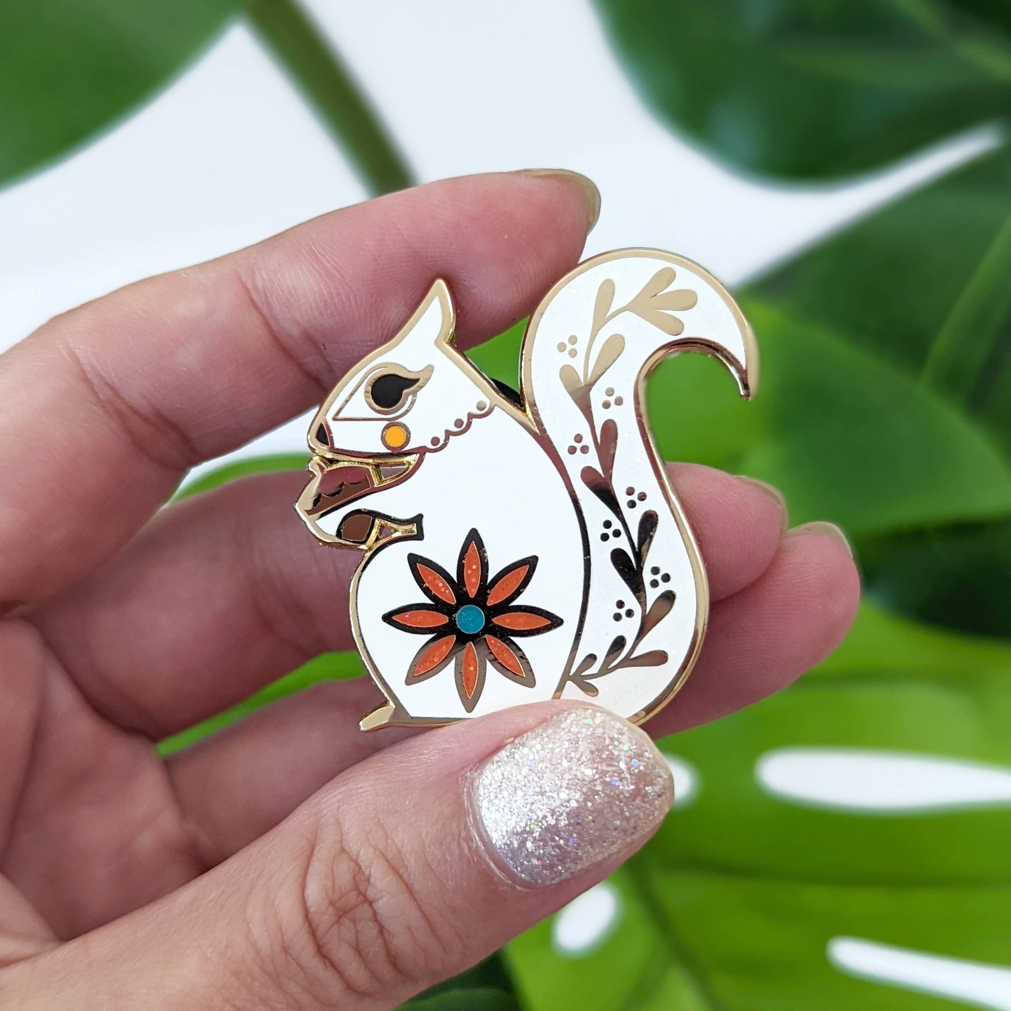 White Squirrel Enamel Pin