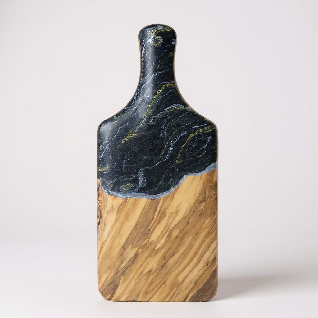 Olivewood Marbled Resin Kitchen Cheese Serving Board Decor : White Marble