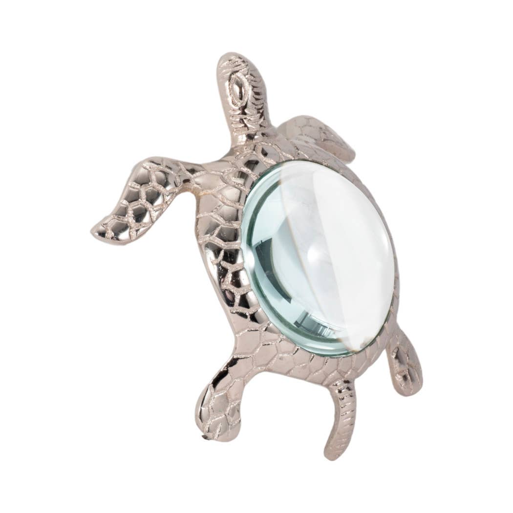 Metal Sea Turtle Magnifying Glass Sculpture