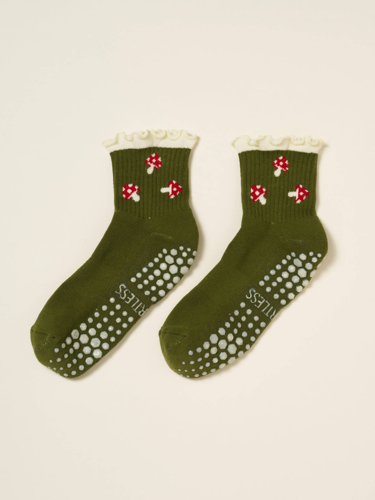🍄 Mushroom Ruffle Grip Sock, Pilates Socks
