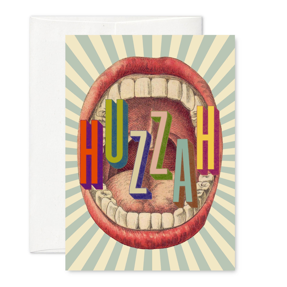 "HUZZAH" A6 greeting card: Recycled Kraft envelopes