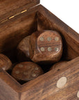 Brown Mango Wood Dice-Shaped Storage