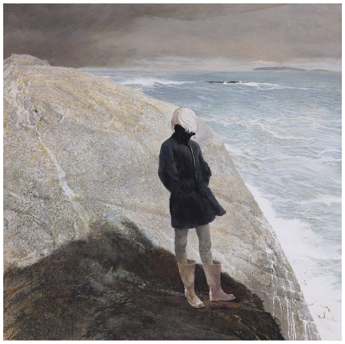 Andrew Wyeth, On the Edge, 2001. Egg tempera on panel, 48 ¾ x 49 ⅛ in. Bank of America © 2026 Wyeth Foundation for American Wyeth Foundation for American Art / Artists Rights Society (ARS), New York