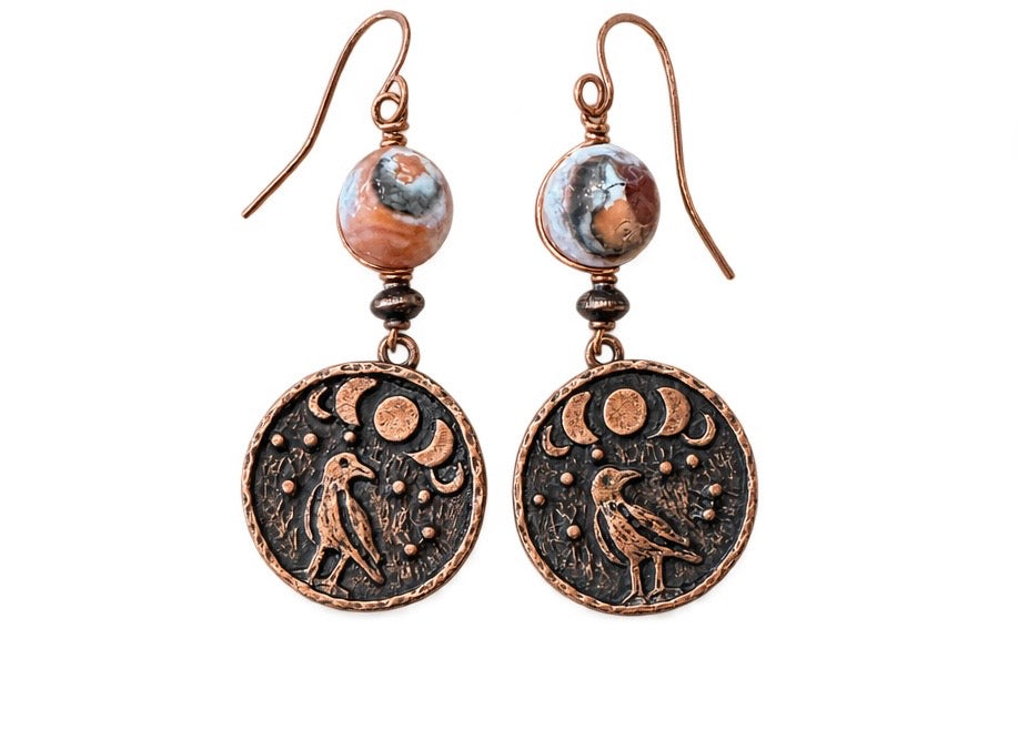 Colleen dela Torre Copper Birds and Stone Earrings