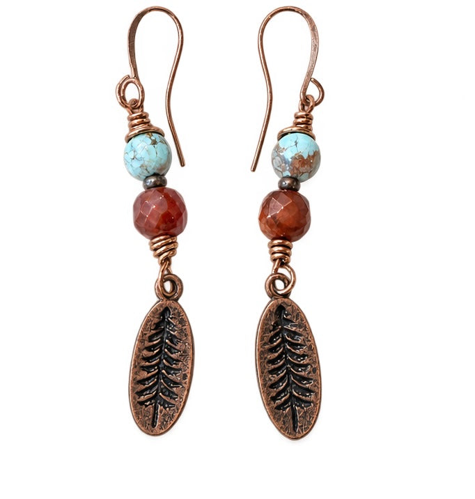 Colleen dela Torre Turquoise and Copper Tree Earrings