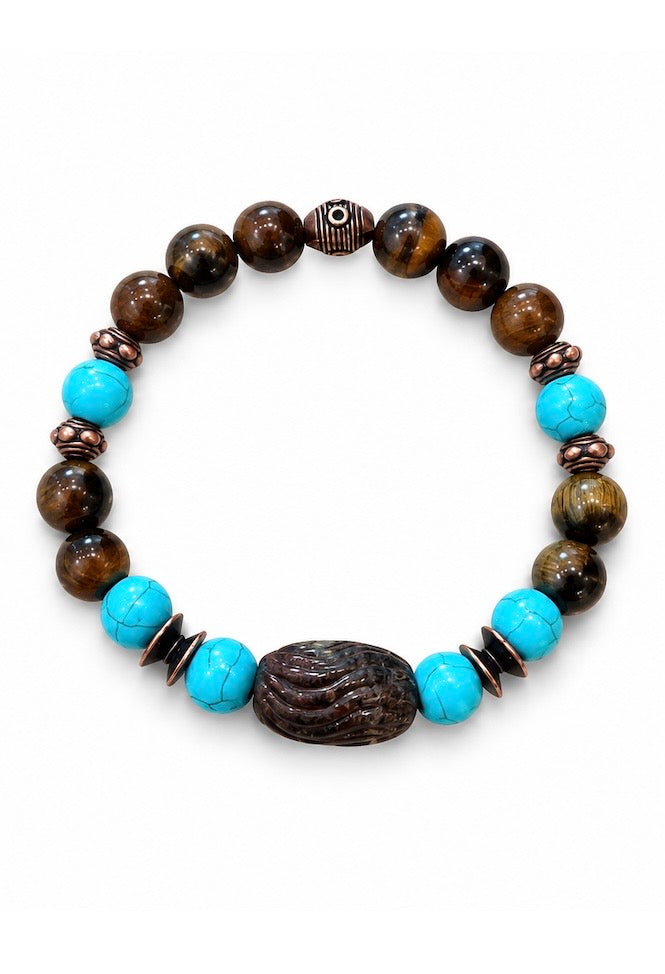 Colleen dela Torre Turquoise Carved Stone Bracelet