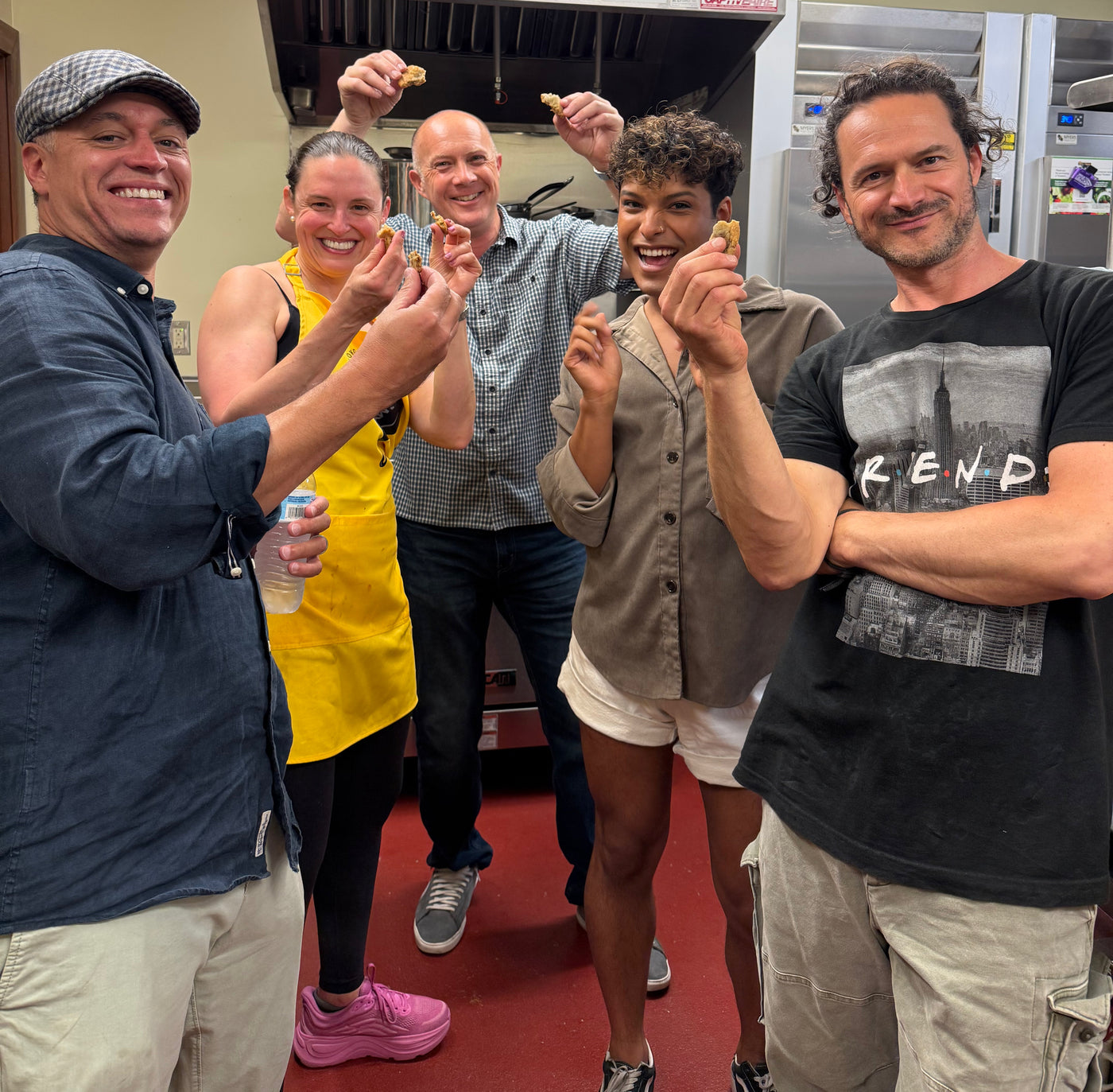 Director Rudolph McClain, Cameraman Attila Rostas, Tony Albright, Adrian Baltodano and Victoria Wyeth sample that one broken cookie