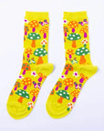 Mushroom Butterfly Socks - Women's 1970s Retro Crew Socks