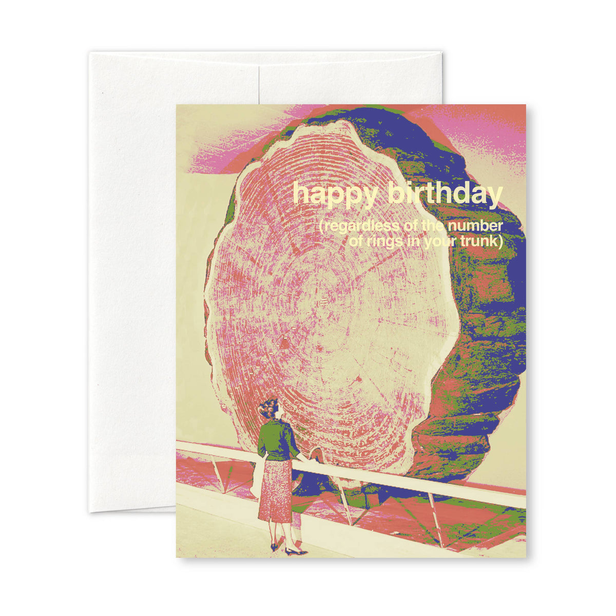 "Dendrochronology" A2 birthday card (woman): Recycled Kraft