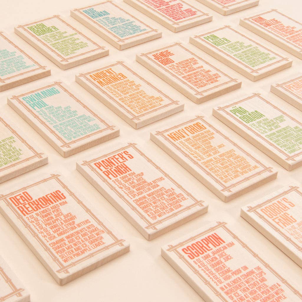Wooden Tiki Drink Cards