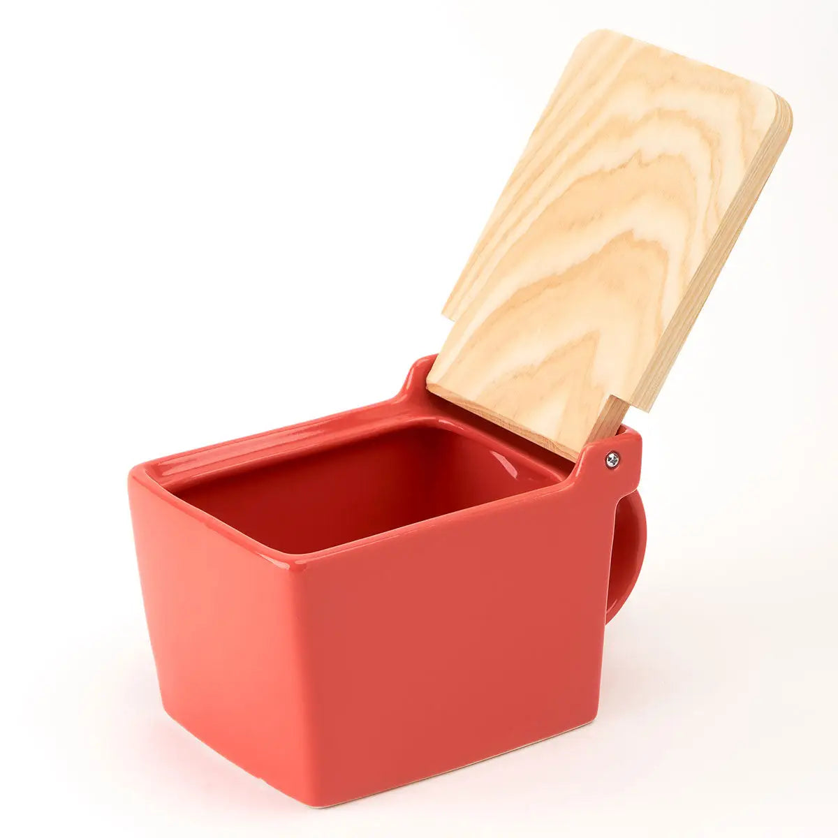 Bee House Ceramic Salt Box with Wooden Lid - Carrot
