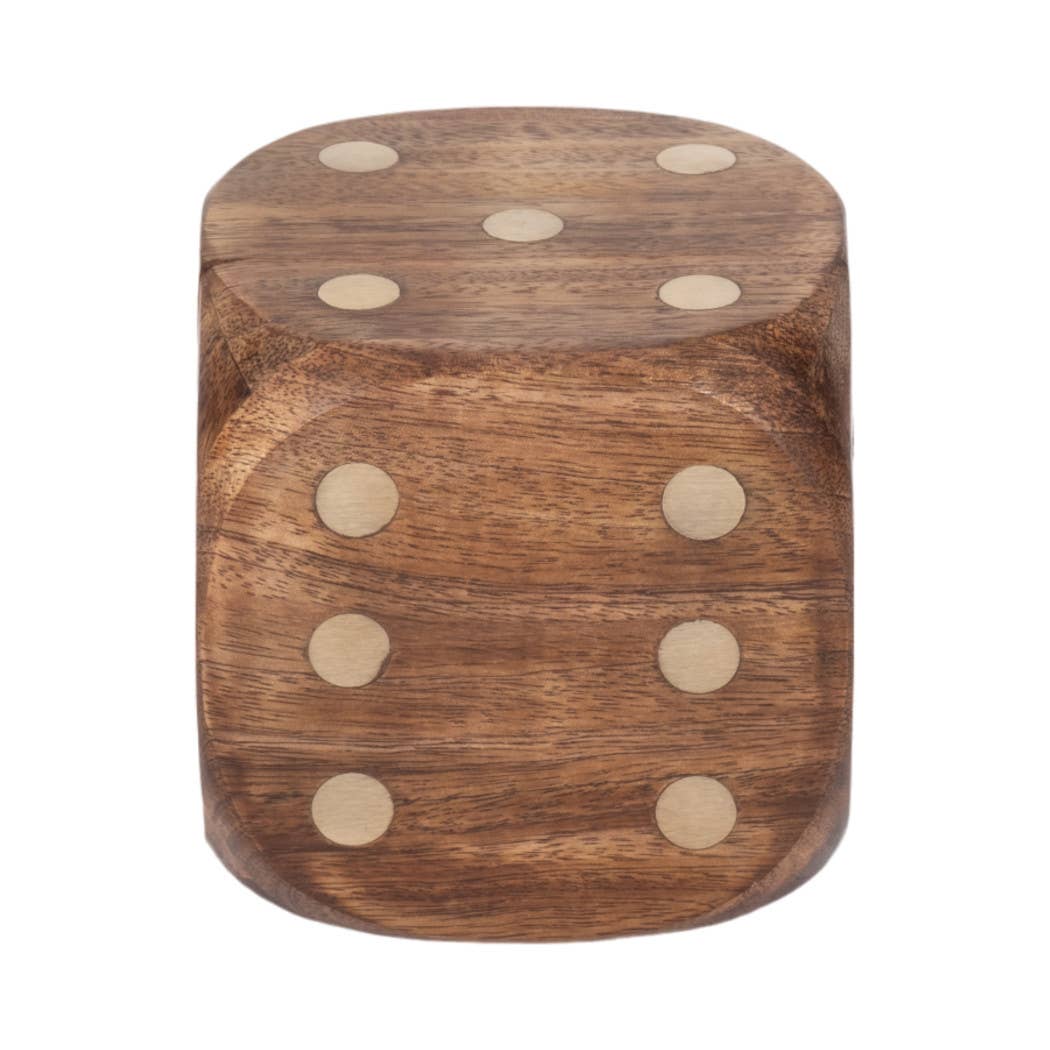 Brown Mango Wood Dice-Shaped Storage
