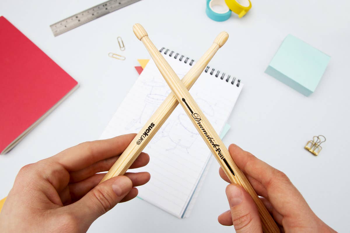 Drumstick Pens Blue - Wooden pens are also mini drumsticks