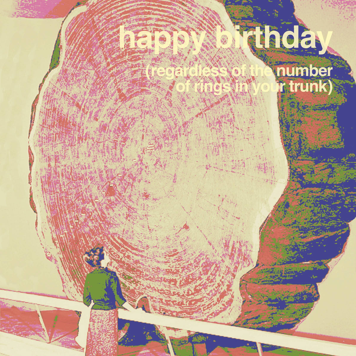 "Dendrochronology" A2 birthday card (woman): Recycled Kraft