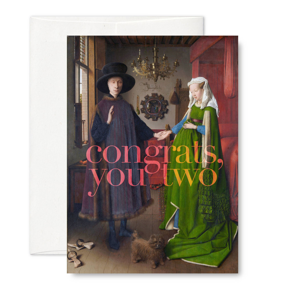 "Congrats, you two" (van Eyck) A6 wedding card: Recycled Kraft envelopes