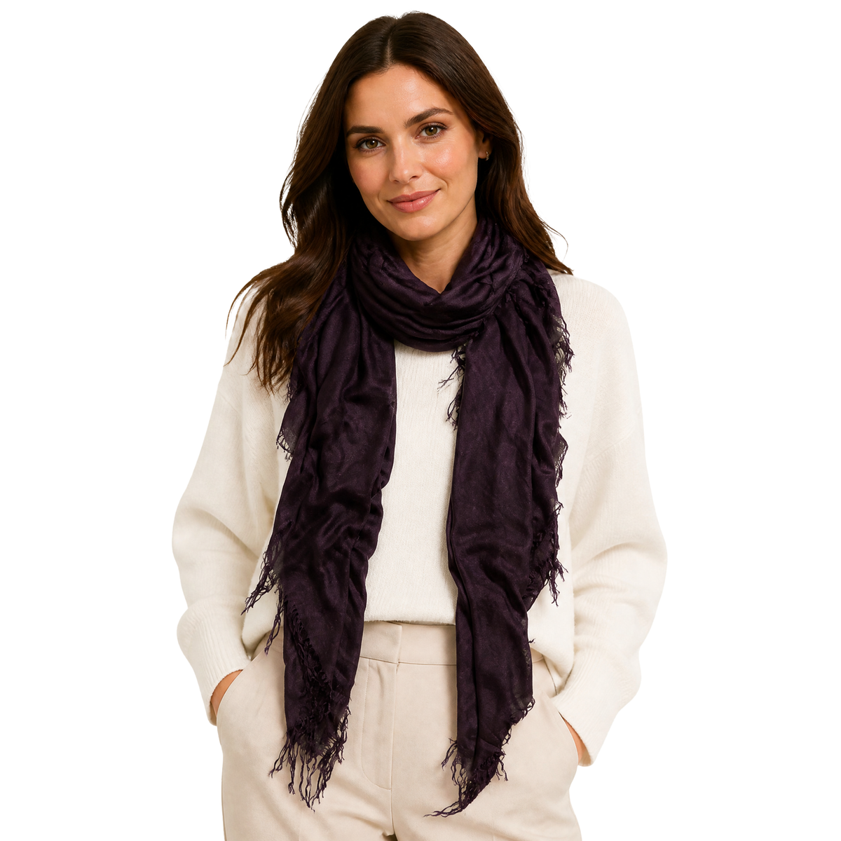 Cashmere Blend Solid Scarf: Deep Rose