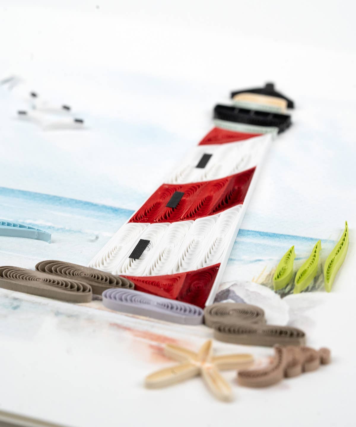 Red &amp; White Lighthouse Greeting Card