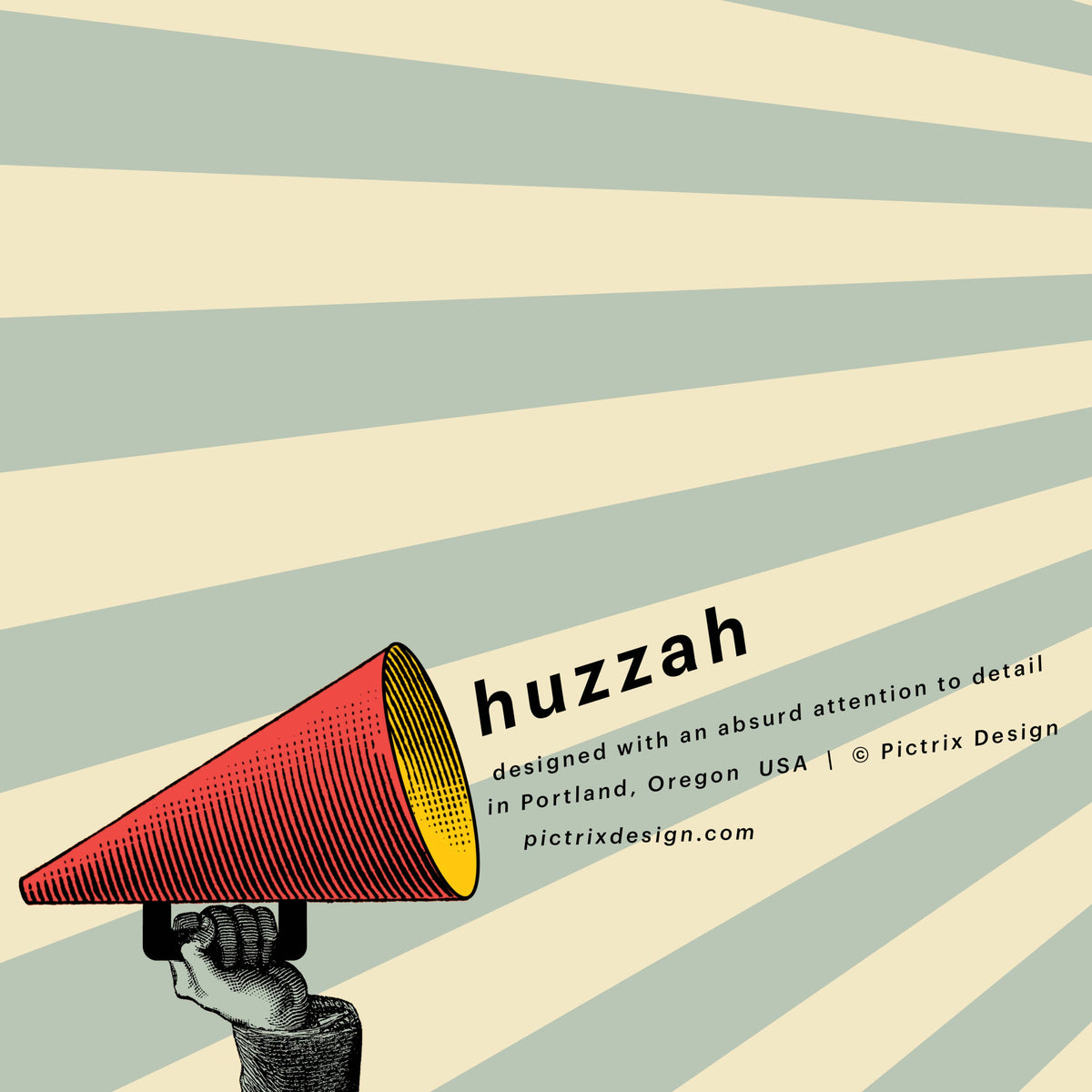 "HUZZAH" A6 greeting card: Recycled Kraft envelopes