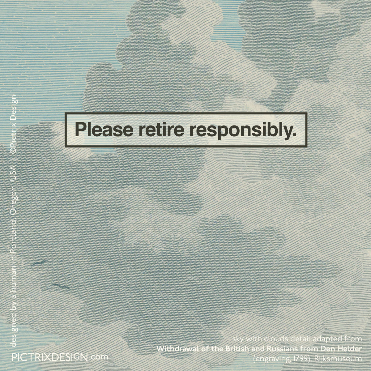 "Please retire responsibly" A2 card: Recycled Kraft