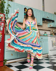 Candy Stripe Ruffle Crew Socks