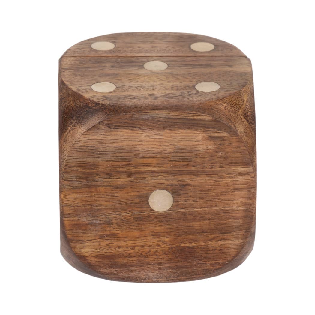 Brown Mango Wood Dice-Shaped Storage
