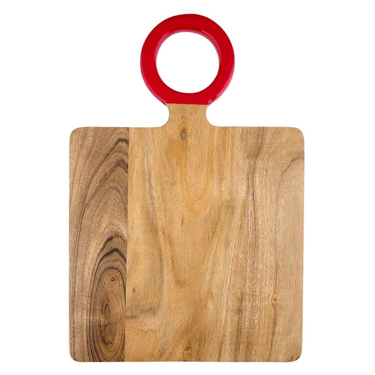 Wood Board with Enamel Handle - Small - Red: Acacia Wood ,  Enamel / 15" L x 10" W x .5" H