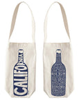 California Single Wine Tote - Reusable Cotton Bag, USA Made: Natural