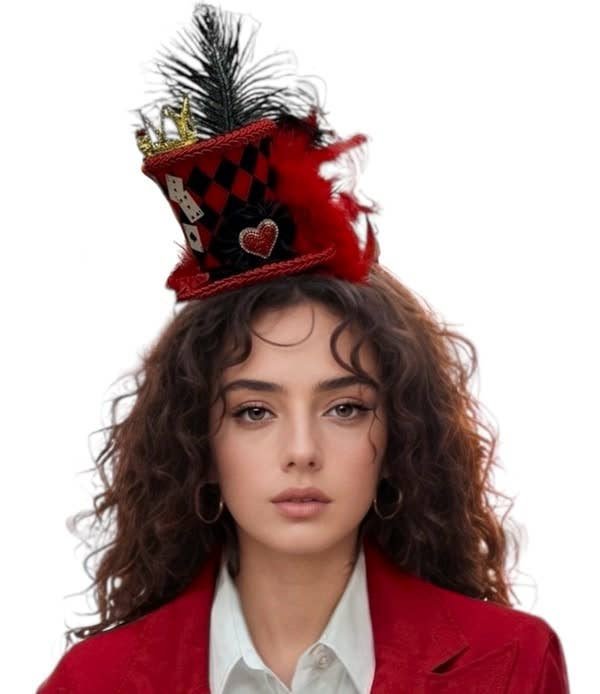 Queen of Hearts Mini Top Hat Headband