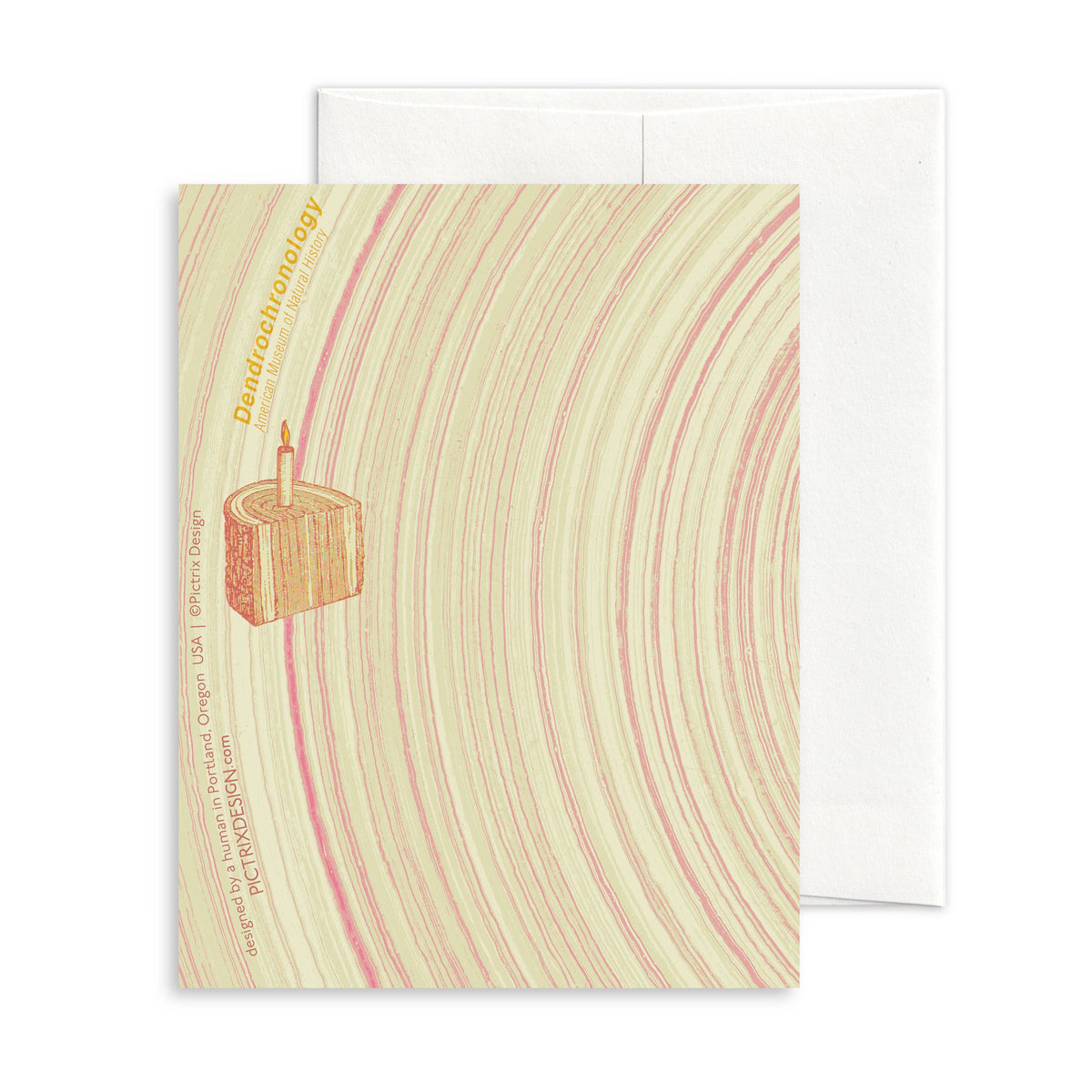 "Dendrochronology" A2 birthday card (woman): Recycled Kraft