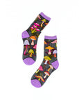 Magic Mushrooms Black Sheer Crew Socks