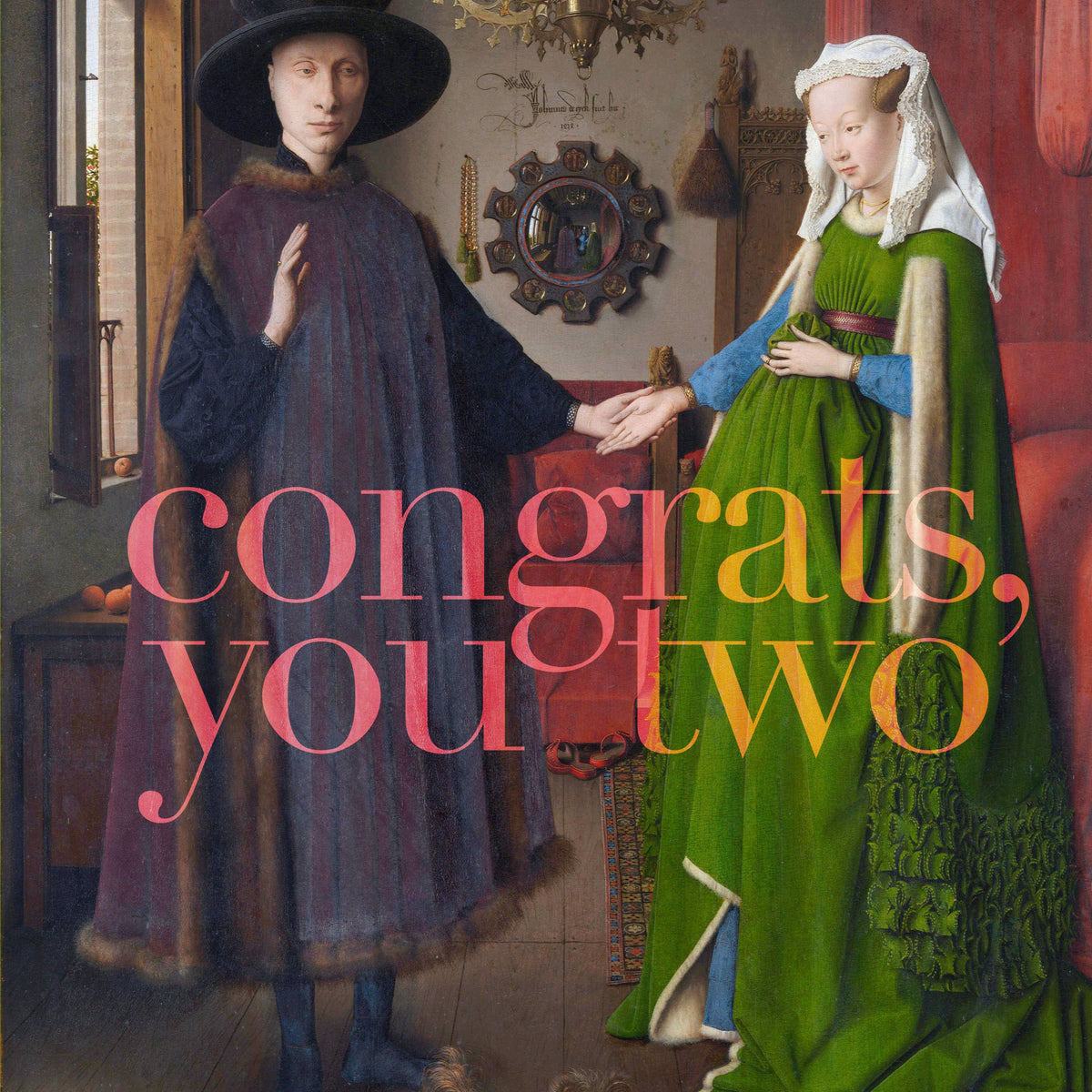 "Congrats, you two" (van Eyck) A6 wedding card: Recycled Kraft envelopes