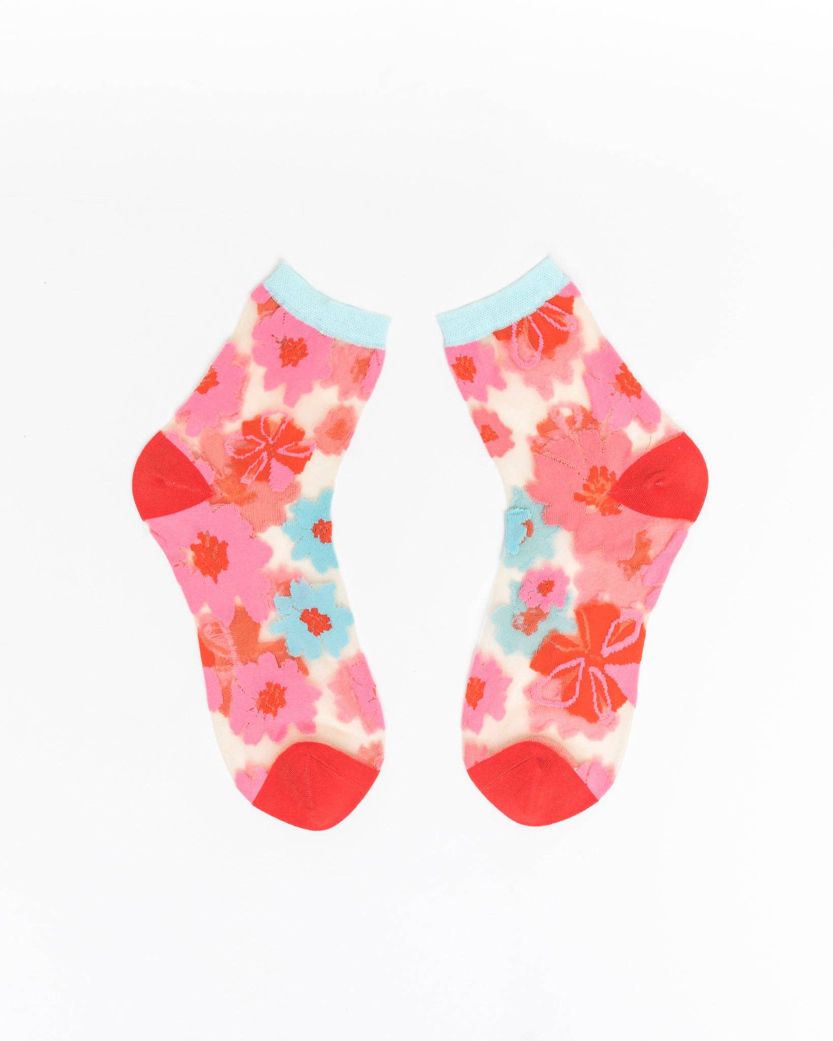 Ribbon Rose Sheer Ankle Socks