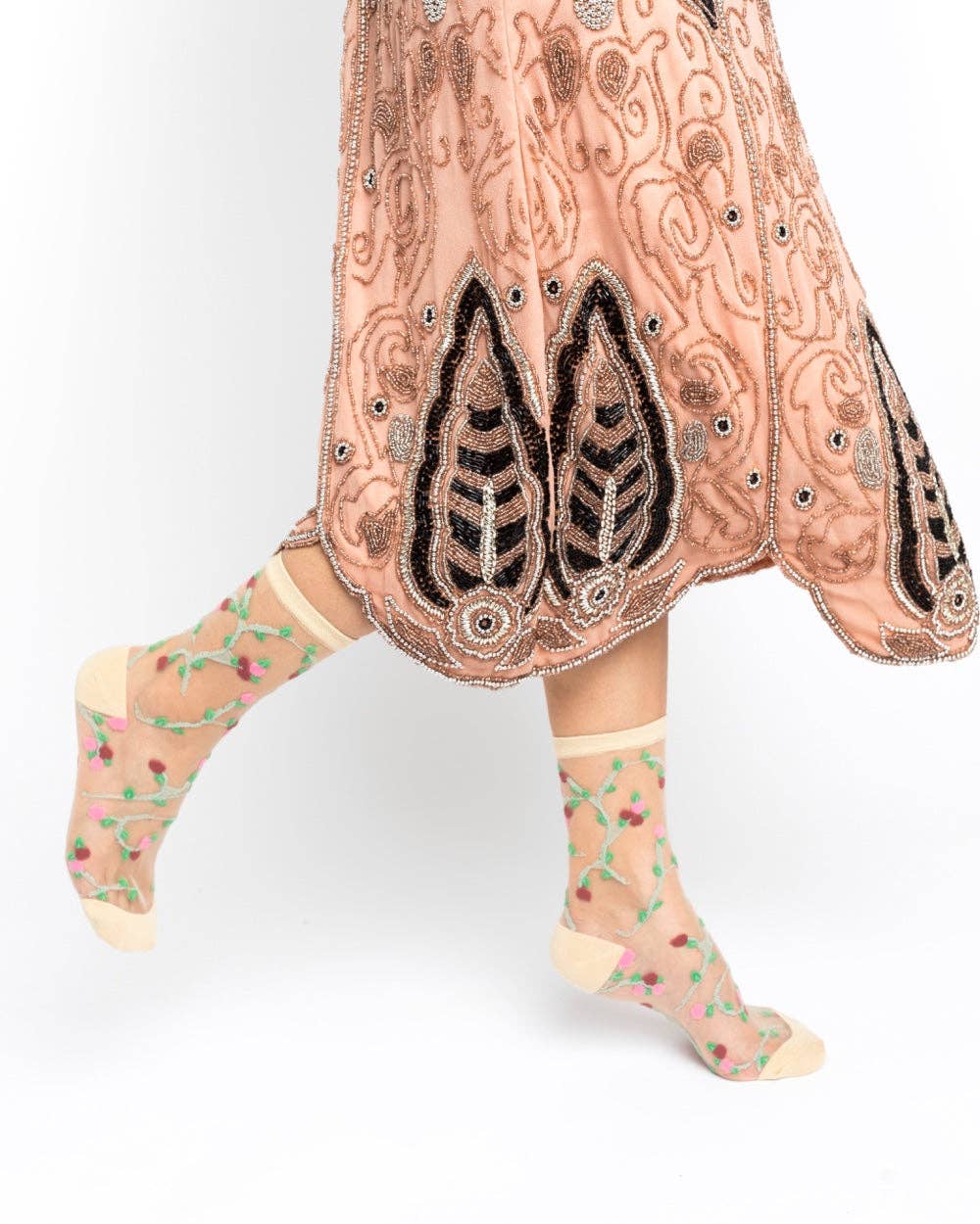 Sheer Rosettes Crew Socks