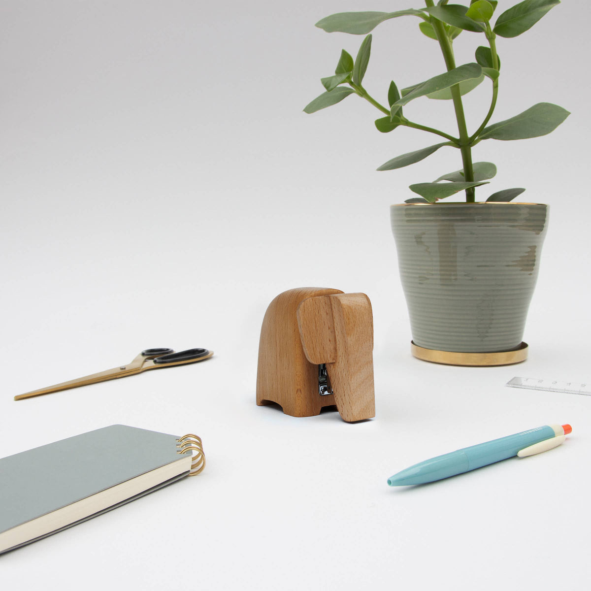 Wooden Elephant Stapler Small - Sculptural and useful: Baby (Small)
