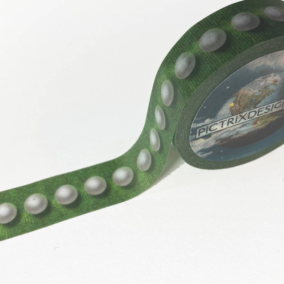 Washi tape: "pearls on green watered silk"